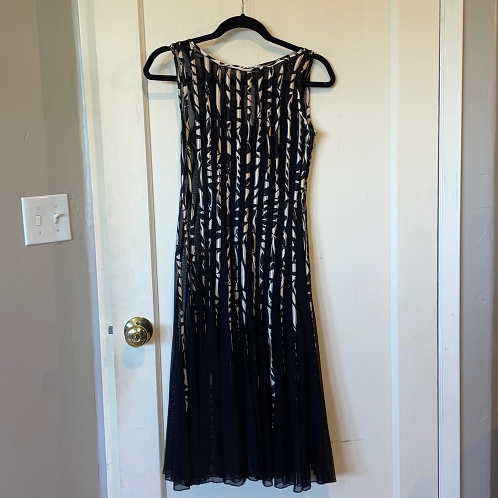 XSCAPE Sheer Overlay Cocktail Dress With Snap In Black Dress